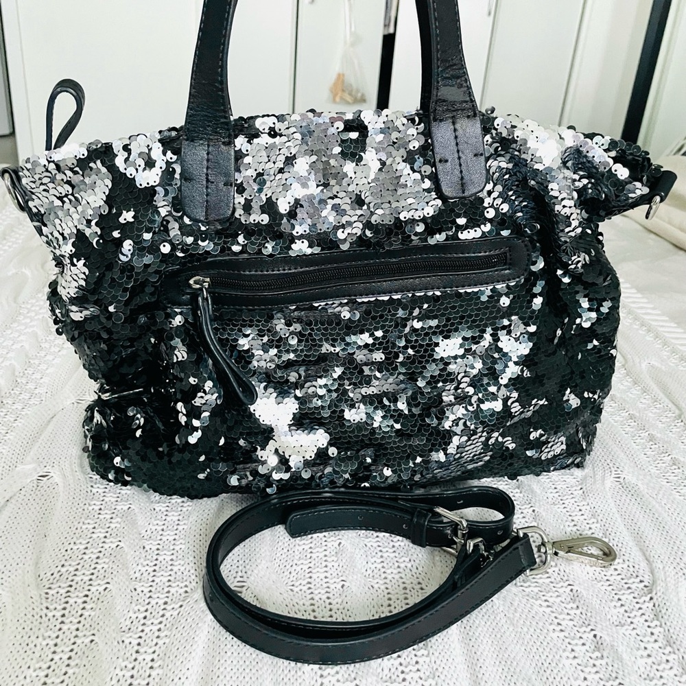 Mascotte Black Silver Sequin Shoulder Bag Crossbody • Repair / DIY Project